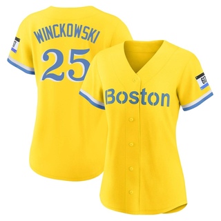 Authentic Josh Winckowski Women's Boston Red Sox Blue 2021 City Connect Player Jersey - Gold/Light